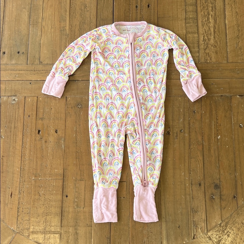 Little Sleepies pastel rainbow bamboo zippy 3-6 months pajamas